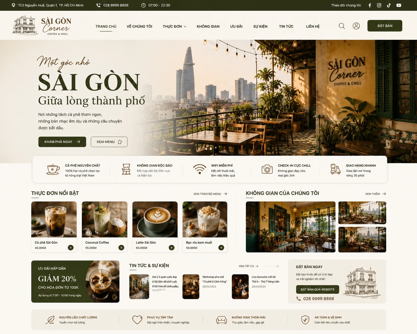 Ảnh xem trước Website Cafe Sài Gòn Corner