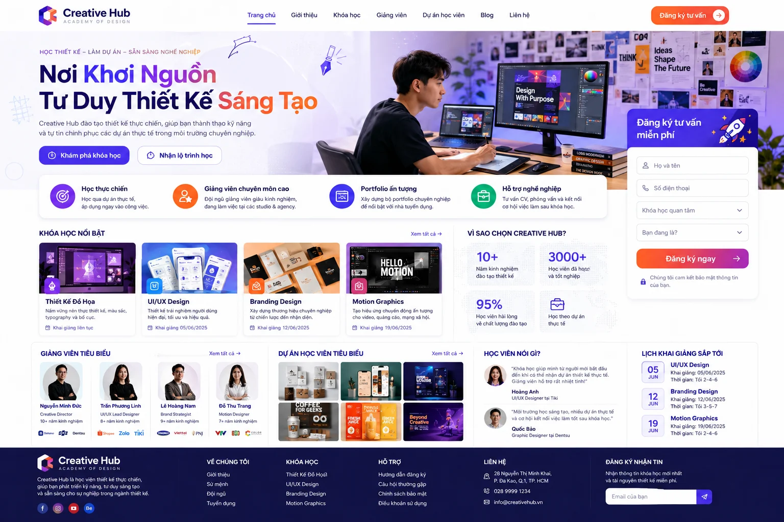 Ảnh xem trước Website Học Viện Thiết Kế Creative Hub